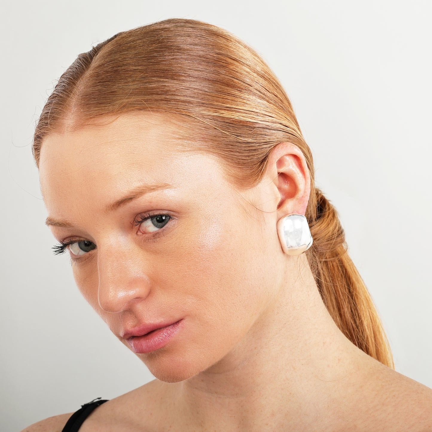 Elliptical Rectangle Silver Earrings