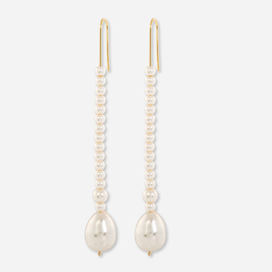 Long drop pearl earrings