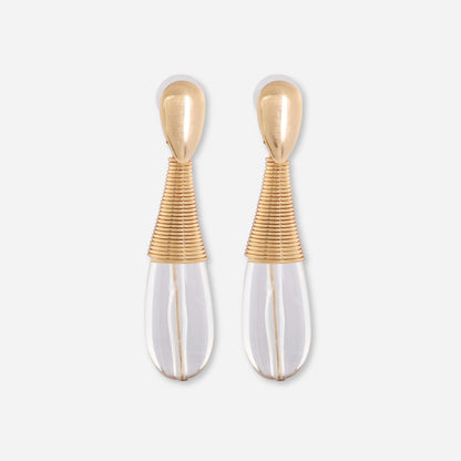 Gold Earrings With Crystal Droplet