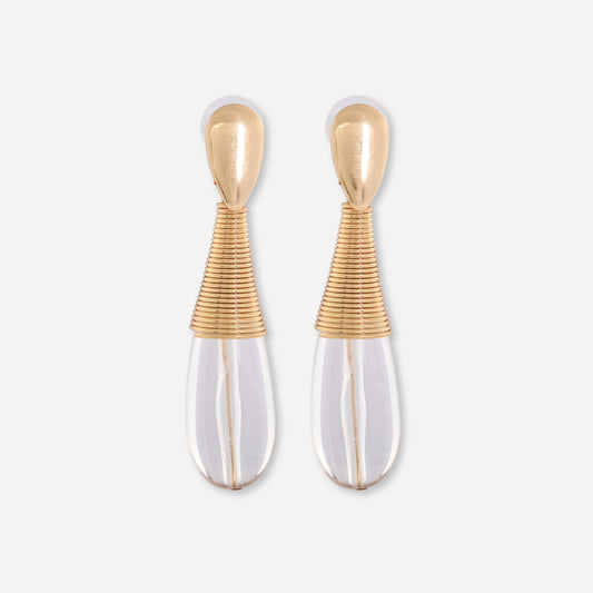 Gold Earrings With Crystal Droplet