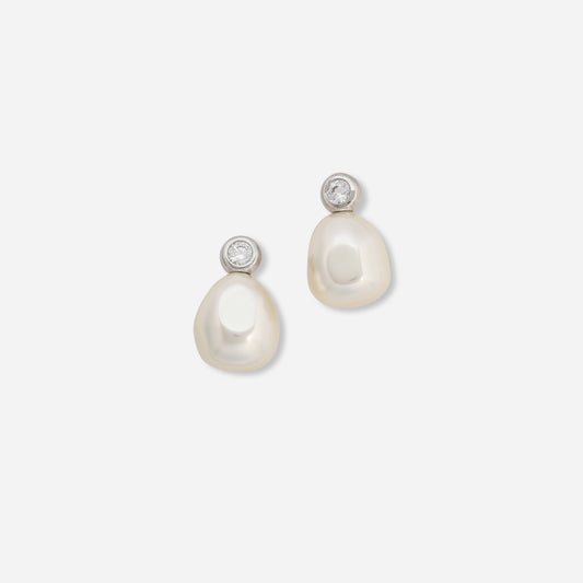 Pearl Droplet Earrings with Crystal Stud