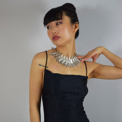 Model wearing Aden Necklace with black dress
