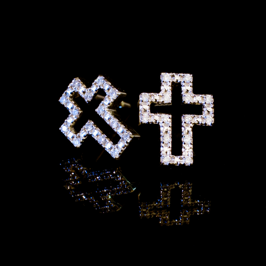 Diamond-14K-white gold- Cross Earrings-stud