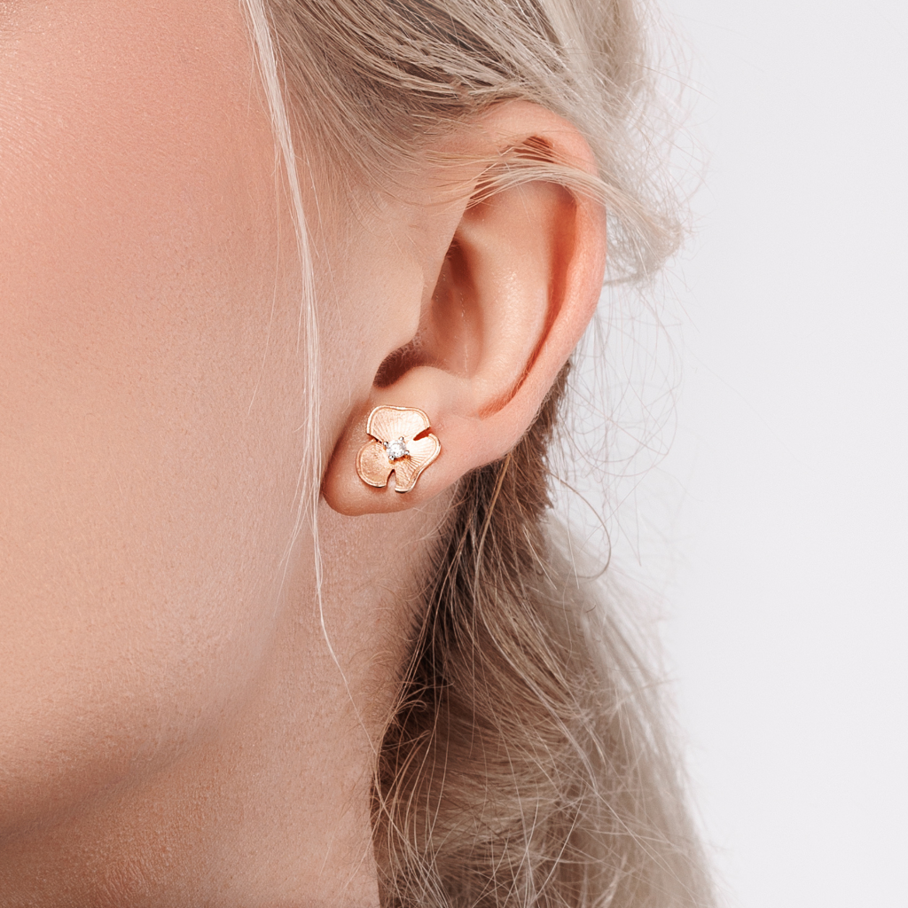 Orchid Diamond Stud Earrings 14K Gold Details