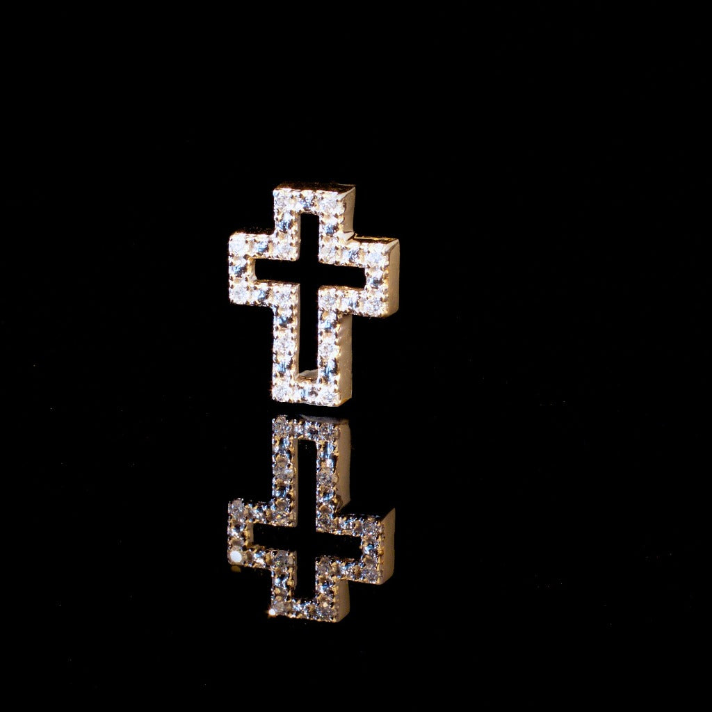 Real 14K Gold Diamond Cross Stud Earrings SydniB