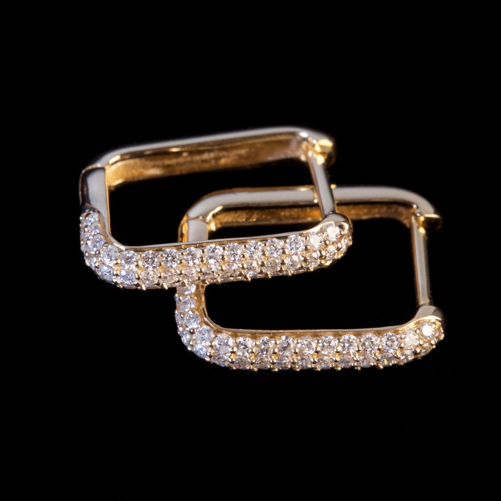 radiant diamond yellow gold rectangle hoop earrings fine  jewelry
